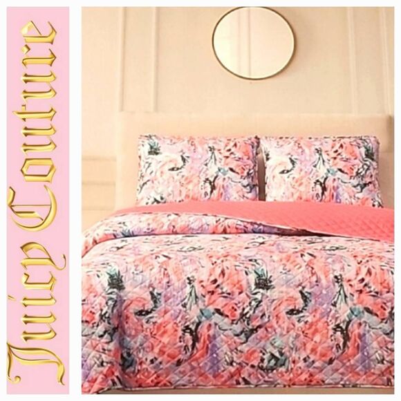 Juicy CoutureFlor Print 3PC King Quilt Set